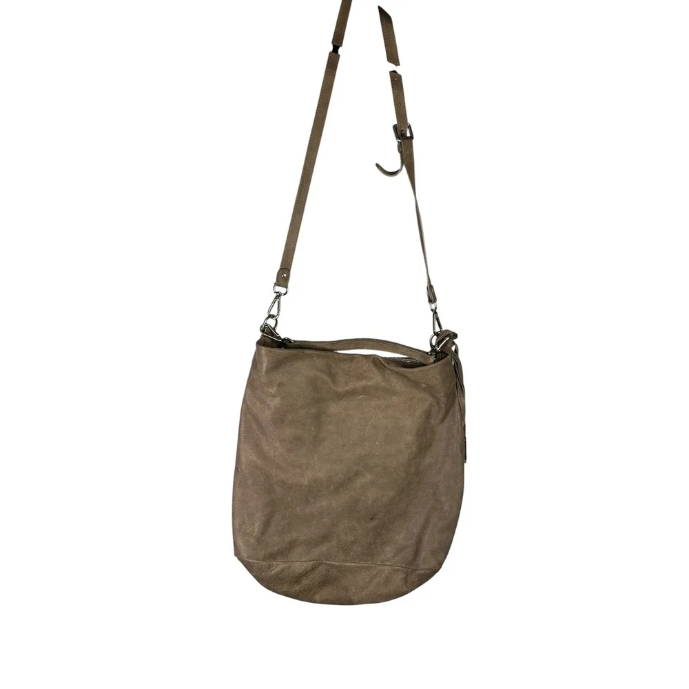 Gianni Chiarini Taupe Leather Hobo Bag Made in Italy Crossbody Shoulder Bag